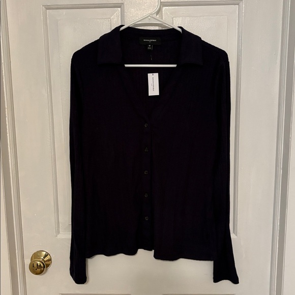 Banana Republic Factory Navy Drop Needle Collared Shirt NWT - Picture 2 of 5